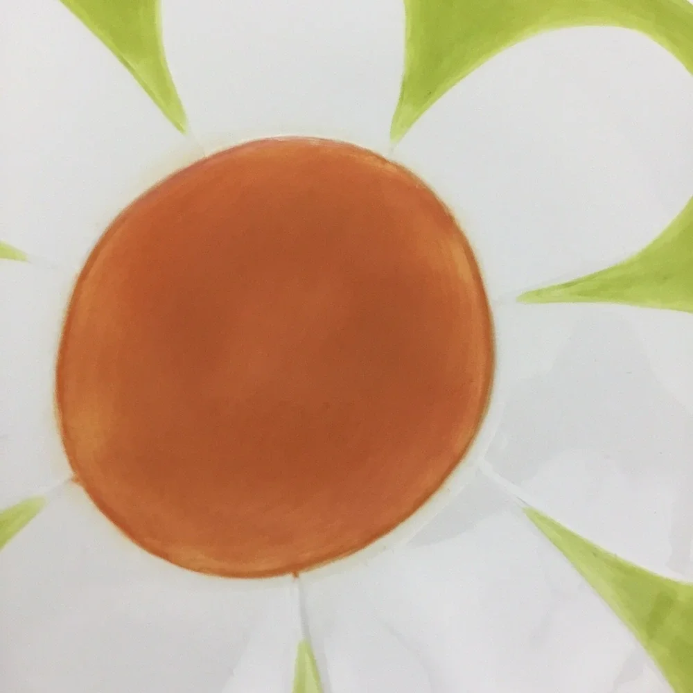 Department 56 Just Ducky II Daisy Flower Plate Green White Orange NWT 2002 Vtg